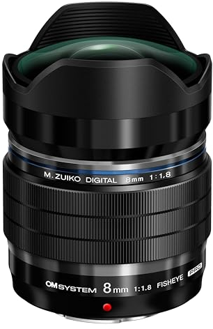 OM SYSTEM Objetivo - M.Zuiko Digital ED 8 mm F1.8 Pro, Longitud Focal Fija rápida, Apto para Todas Las Cámaras MFT, Modelos Olympus OM-D & Pen, Serie G de Panasonic, Negro