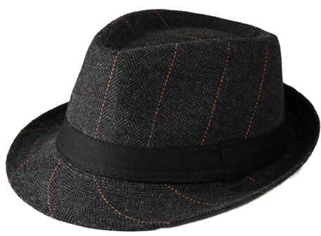 TINAYAUE Cappello da uomo da gentiluomo, cappello Fedora per anziani, invernale, caldo, cappello trilby da uomo anziano, elegante, in lana, per esterni, viaggi, feste, regalo di compleanno per papà,