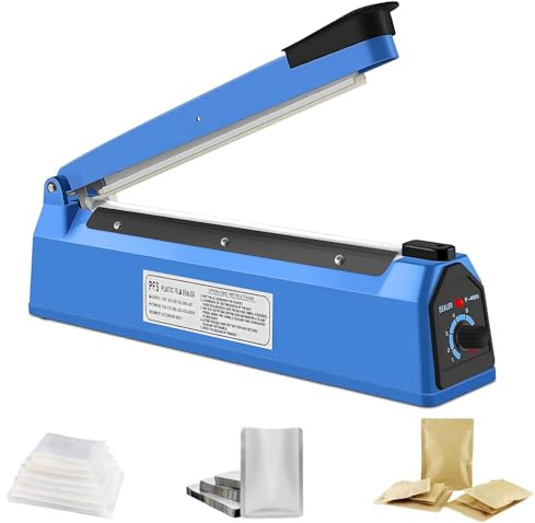 SINZUX Máquina selladora, Eléctrica Manual De Alimentos Pulso Sellador Térmico Rápido,Para Selladora de Bolsas de Plástico PP y PE (200mm)
