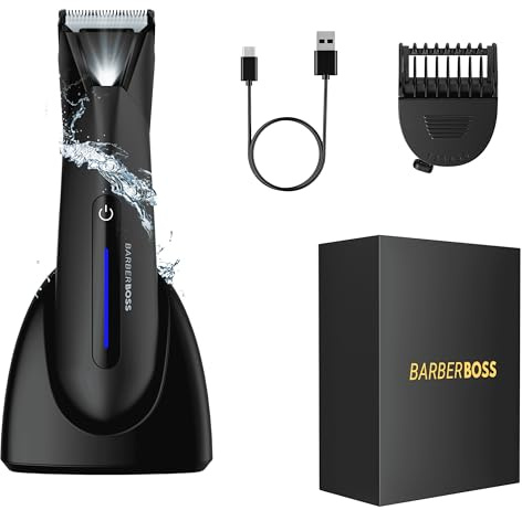BarberBoss Intimate Grooming Tool for Men: Rechargeable Body Hair Shaver, Men’s Ball Shaver, Gentle Skin Safe Clippers for Groin & Chest, Men’s Groomer