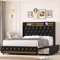 FOREHILL Polsterbett 140x200 mit Ladestation LED Beleuchtung, Doppelbett Bettgestell mit Stauraum, Bettrahmen Jugendbett mit Kopfteil, Bettkasten, Lattenrost, PU-Kunstleder, schwarz