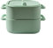 Set di 2 pentole a vapore in silicone per microonde, per preparare rapidamente i pasti e servire in modo sicuro (verde)