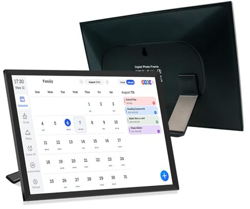 YUEHISY Organizador de Calendario Familiar WiFi - Pantalla Táctil HD de 10.1 para Horarios, Tareas, Sincronización Móvil y Control Remoto