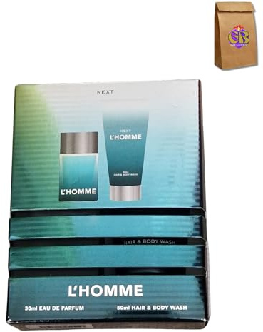 Next-London Men's L'Homme Gift Set, Eau De Parfum 30ml and Hair & Body Wash 50ml, Fragrance Duo Pack