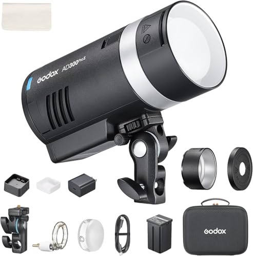 Godox AD300 Pro II AD300ProII Flash Extérieur, 300Ws Strobe Flash de Studio avec 2.4G sans Fil 1/8000 HSS, Recyclage de 0,01 à 1,5 s, 350 Flashs Pleine Puissance, 12W Lampe Modeling Bi-Couleur