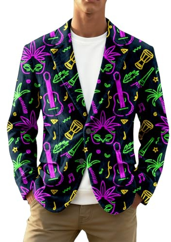 Blazer Uomo Casual Giacca in Corduroy con Paillettes Glitter per Uomo per Performance da Palco, Feste e Eventi Formali