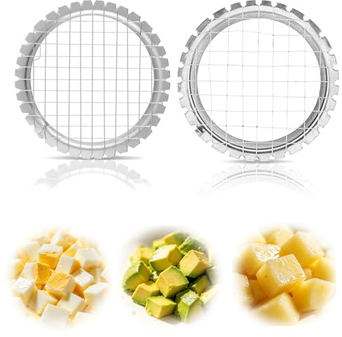 SEABABOO 2 Pieces Hachoir à œufs en Acier Inoxydable pour Couper les œuf Kiwis Fraise Banane Tomate Pommes de Terre Champignons, 8mm Grille et 5mm Grille