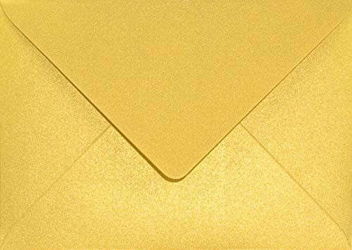 Netuno 25 Briefumschläge Perlmutt-Gold DIN B6 125x 175 mm 120g Aster Metallic Cherish goldene Umschläge glänzend elegant Briefkuverts schick für Einladungs-Karten Hochzeit Geburtstag Weihnachten