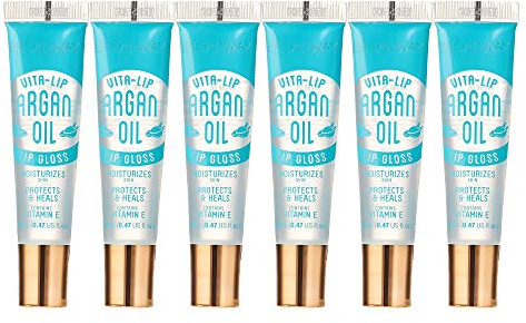 Ruby Kisses Broadway Vita-Lip Clear Lip Gloss (Argan Oil 6 Pack), Ultra-Hydrating & Soothing Formula with Multi-Vitamin Oils, High-Shine Non-Sticky Finish, Protecting Glossy Lip Balm With Vitamin E