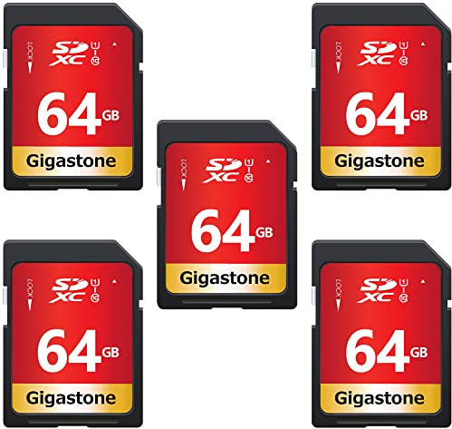 GIGASTONE 64GB 5er-Pack SDXC Speicherkarte, bis zu 80 MB/s, für Digitalkameras Canon PC, UHS-I U1 Klasse 10