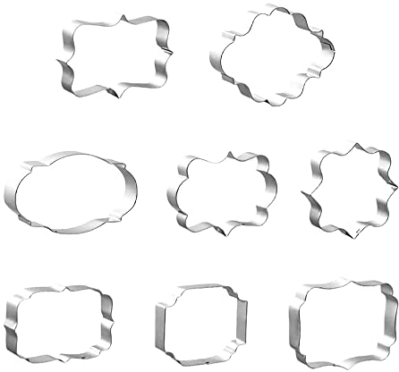 Gotetiso 8 Stück Plätzchenausstecher Plaque Fondat Ausstechformen Set Edelstahl Plaque Rahmen Keks Ausstechform Edelstahl Keksausstecher Plätzchenformen DIY Fondant Zubehör
