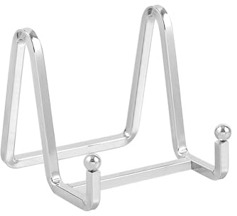 Chevalet Support Presentoir Porte Assiette - 3 Pouces Metal Support Assiette Decorative - Support Cadre Photo de Table - Présentoir de Fer pour Plaque | Livre Cuisine | Carte Postale | Art - argenté