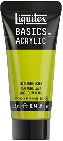 Liquitex 8870494 Basics Acrylfarbe - Olivgrün Hell - 22 ml Tube, lichtecht, mittlere Viskosität, seidenglänzend, monopigmentiert, Archivqualität