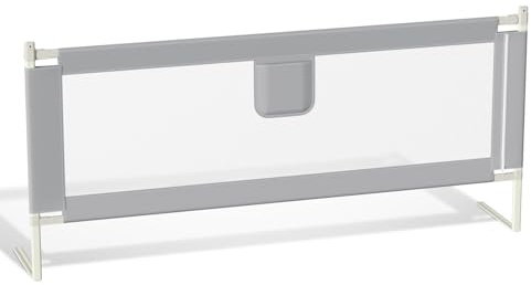 Ikodm Barrera de Cama para niños, 180 cm, Altura Regulable de 64 a 96 cm, protección contra caídas, para cunas, Rejilla de Cuna Segura, fácil de Montar, Gris