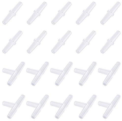 Pawfly 40 Pcs Connecteur De Valve d'air pour Aquarium Tuyau en Plastique Blanc pour Accessoires De Pompe à Air d'Aquarium, 3-Way t & Straight