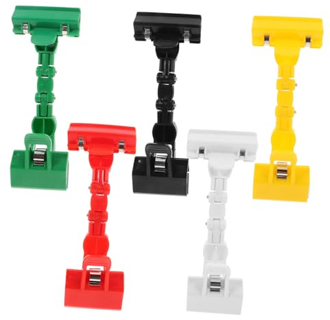 SHINEOFI 5pcs Adjustable Double-Head Rotating Sketch Clamp Holder for Drawing Boards Art Supply and Copying Flexible Paper Clip Black Red White Green Yellow