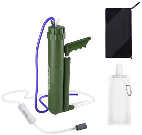 En toute sécurité à l'extérieur, purification de l'eau extérieure, filtre à eau de camping, opération de pompe à main facile, application large, 27 cm, pour boire en toute sécurité à l'extérieur