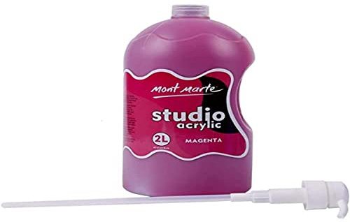 Mont Marte Discovery School Acrylic, Magenta, 1/2 Gallon (2 Liter). Ideal for Students and Artists. Excellent Coverage and Fast Drying. Pump Lid Included.
