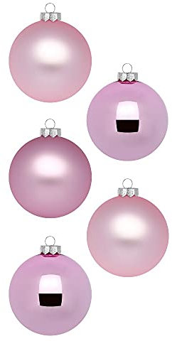 Inge Glas Weihnachtskugeln | Schöne Christbaumkugeln aus Glas | 20 Kugeln in Karton-Box | Christbaumschmuck Weihnachtsbaumschmuck Weihnachtsbaumkugeln (Pink Blush | Altrosa Glanz/matt)
