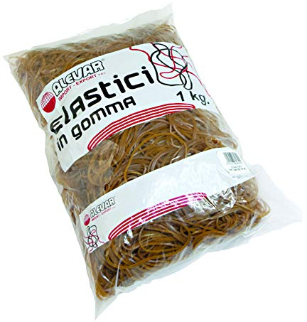 Alevar Elastici in Gomma Para 100%, Diametro 40 mm, Spessore 1,5 mm, Colore Naturale, Confezione in Busta da 1 kg