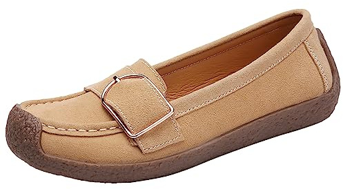 rismart Mocasine Mujer Ante Poner Conducción Planos Casual Zapato Barco
