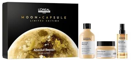 L'Oréal Professionnel Geschenkset mit Shampoo, Haarmaske und Leave-In Öl für strapaziertes & trockenes Haar, Mit Quinoa, Friseurqualität, Serie Expert, Absolut Repair Shampoo, Maske und 10in1 Oil