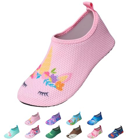 EDOTON Kids Water Shoes Quick Dry Swim Shoes Toddlers Aqua Socks Lightweight Non-Slip Beach Shoes for Beach Swimming Pool (11-11.5 UK,Pink Horse)