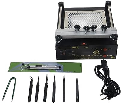 Soldering Hot Plate, 853 IR Infrared Preheater BGA Disassembly and Assembly Heating Soldering Station PCB Board Desoldering BGA Rework Station for Electronic Repair Lab, Rework Heater Lab(Roze)