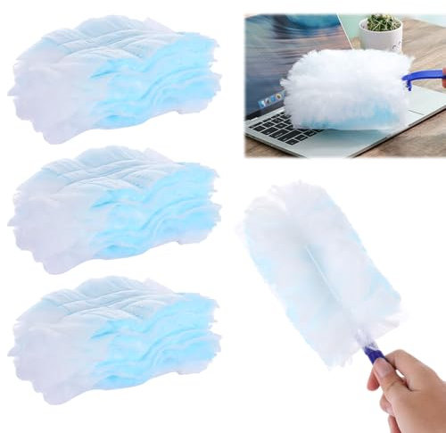 ASelected Fluffy Duster Refills 30 Pcs Duster Removal Refill Kit With 1Handle Hand Duster Refills Duster Dust Magnet Refills for Cleaning Furniture, Office, Blinds, Car