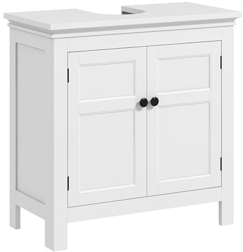 HOMCOM Under Sink Bathroom Cabinet, Freestanding Bathroom Sink Cabinet with Adjustable Shelf for Wall-Mounted Sinks, 60 x 30 x 60cm, White