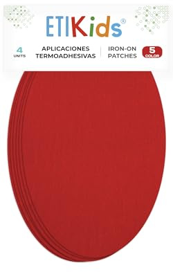 4 Red Iron-On Fabric Repair Patches – Knee & Elbow Patches for Clothes, Trousers, Jackets, Sweaters & Shirts, 16 x 10 cm