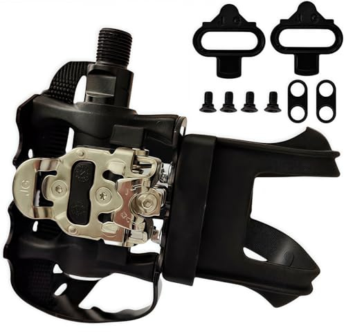 YBEKI Pedales de Bicicleta Profesionales con Clips & Correas Kevlar | Rodamientos Duales Sellados IP67 | Ligero en Aleación + Composito Militar | Compatible con Peloton/Spinning/MTB/Road - 9/16