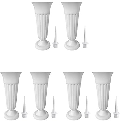 Set di 3 vasi commemorativi staccabili per tomba, colore bianco