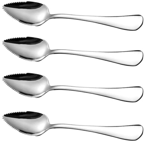 Cuillères à pamplemousse avec bord dentelé, cuillères à Dessert en acier inoxydable de qualité alimentaire pour crème glacée aux fruits 4 pièces