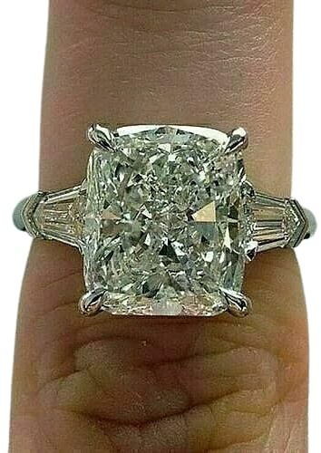 Purvika Jewels 4Ct Cushion Cut Lab Created Diamond Engagement Ring, 14K White Gold Finish (White, 7)