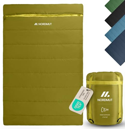 NORDMUT® Doppelschlafsack XXL inkl. Premium YKK Zwei-Wege-Reißverschluss – Kuschliger Schlafsack 2 Personen extra breit & groß – Doppelschlafsack 2 Personen mit optimaler Isolierung