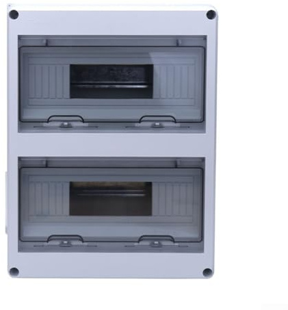 -Mounted Distribution Box, 24 Circuits IP65 Rainproof Enclosure ABS Plastic Flip Window for Home Factory Construction Site