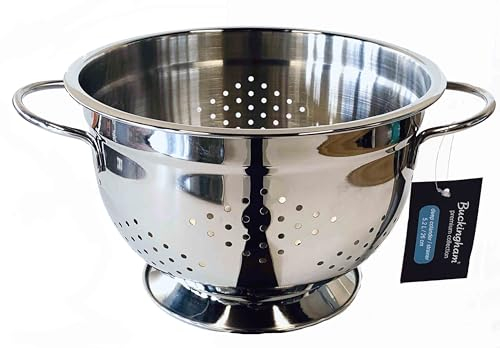 Buckingham Premium Stainless Steel Deep Colander Strainer for Rice Pasta Spaghetti Noodles Vegetables Fruits Cooking