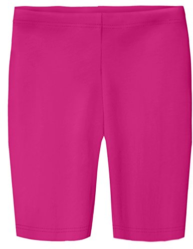 Made in USA Big Girls Long Underwear Bike Shorts in 100% Cotton for Play, School, Dance, and Under Dresses, Hot Pink 10