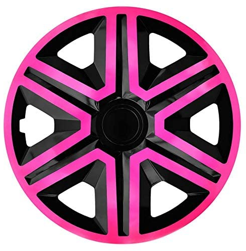 NRM Action Wheel Trims, Pink/Black 15 Inches. (4 x universal wheel trims/hubcaps)