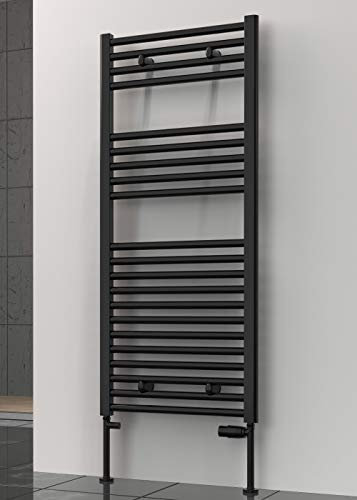 Luxury Premium Central Heating Ladder Rail Black Flat Heated Towel Radiator Rail 500mm x 800mm
