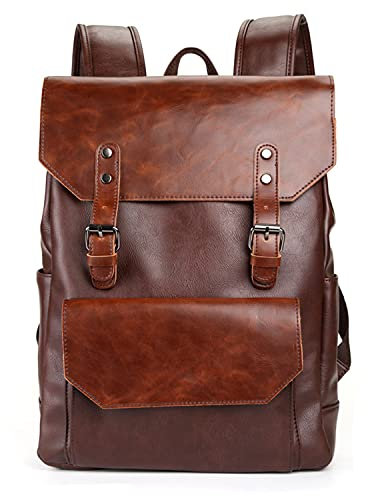 Vintage Leather Backpack Casual Daypack for Men Women Laptop Bag Satchel Bags Unisex Satchel Bags Classic style (brown)