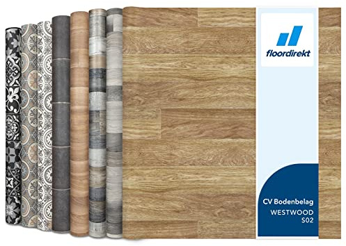 Revestimiento de suelo CV en imitación de madera, suelo de PVC, se vende por metros, antideslizante y fácil de limpiar, suelo de vinilo (100 x 500 cm, Spark | Westwood S02)