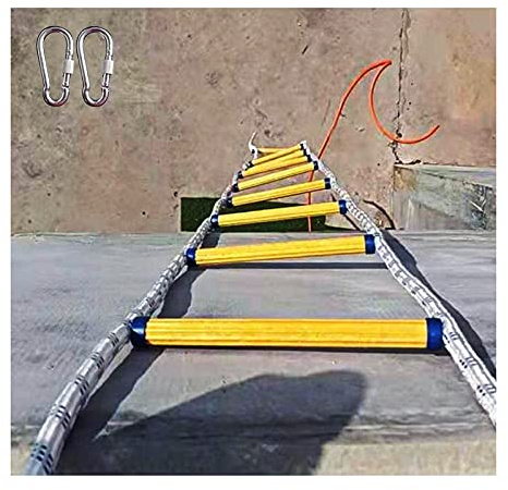 LQX Rope Ladder Emergency Escape Ladder for Kids and Adults Soft Safety Ladder with Hooks for Home Climbing Window Balcony Escape 2-6 Storey/5M