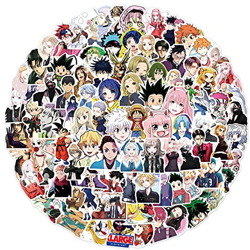 100 adesivi Anime misto per valigia, skateboard, laptop, computer, bottiglie d'acqua, auto, ragazzi, ragazze, decalcomania, impermeabile