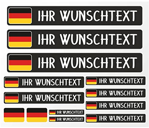 Samunshi® Namensaufkleber Set Deutschland Flagge - Name für Auto Motorrad Fahrrad Helm - Aufkleber Sticker personalisiert - Tuningaufkleber
