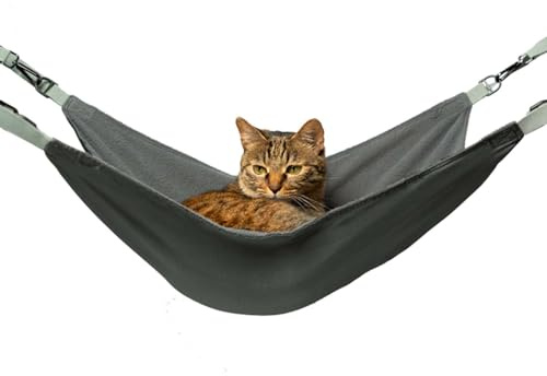 QIPAN Cat Hammock for Cage - Hanging Washable Soft Outdoor Mat, Waterproof Cooling Bed for Large Kittens 26in*20in (XX-Large, Black)