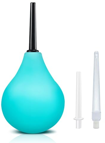 Douches for Men Women Anal Enema Bulb Kit with 3 Nozzles ,Reusable Enema for Constipation Intimate Wash Women (Black) (Più verde)