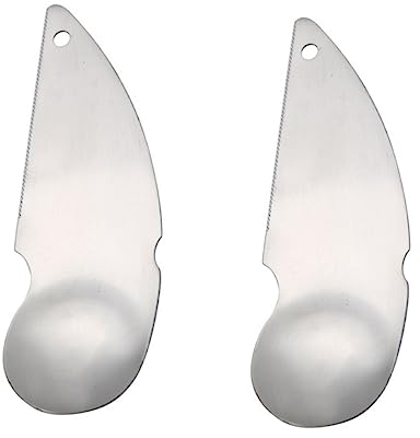 Zerodeko Cuchara Peladora De Kiwi y Cortador De Frutas 2 Unidades Acero Inoxidable Herramienta Para Pelar y Extraer Pulpa De Aguacate Sandía y Melocotón Uso Doméstico y Profesional