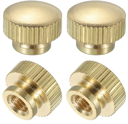 uxcell Knurled Thumb Nuts, 4Pcs M5 x D12mm x H9mm Brass High Head Blind Hole with Collar High Head Blind Hole Round Knobs Fasteners for 3D Printer Parts, Machine Tools